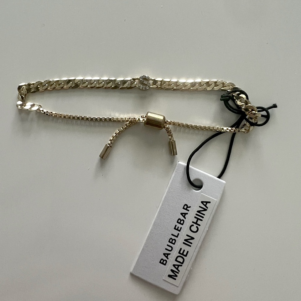 BaubleBar “S” Initial Gold Chain Bracelet